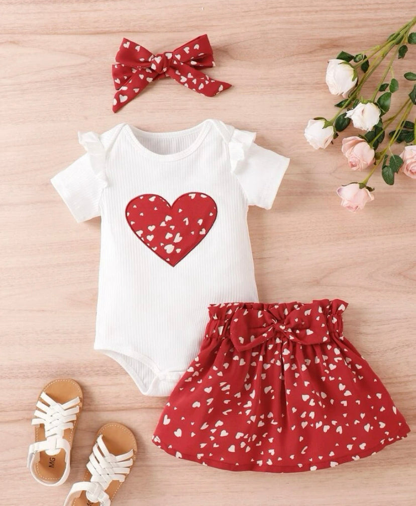 Flutter heart baby skirt set