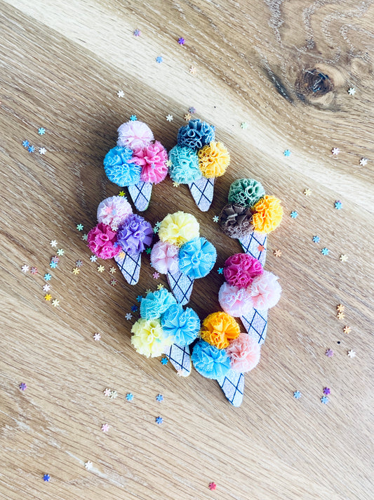 Ice cream Pom Pom hair clips