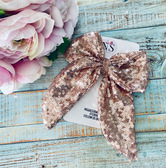 Charlotte bow - Rosegold sequins